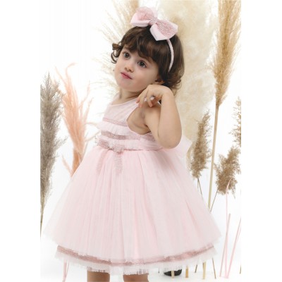 Βαπτιστικό Φόρεμα Ροζ Mi Chiamo K4507